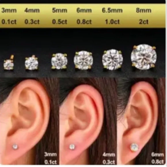 EUC 14KT Yellow Gold  Stud Earrings With Cubic Zirconia Three Pairs Total - Picture 4 of 4